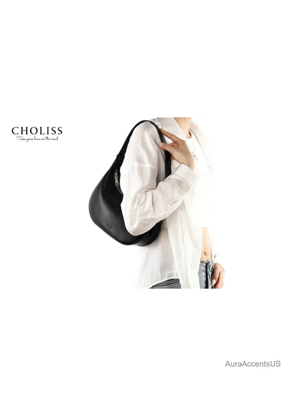 Vegan Leather RFID Blocking Crescent Hobo Bag Shoulder Purse